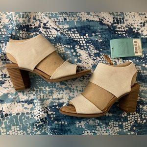 TOMS Majorca Heeled Cutout Sandal Size 7.5 Natural Yarn Dye New with Tags